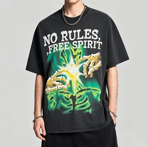 Camisetas Gráficas Premium Personalizadas de Algodón 100% de Alto Gramaje, Estilo Jersey Sencillo, Sensación Seca, Corte Holgado con Hombros Caídos para Hombre - Product Image 1