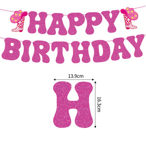 Chủ đề cao bồi màu hồng chúc mừng sinh nhật trang trí tiệc Đặt chữ giấy và đồ trang trí treo với chèn tổ ong - Product Image 2