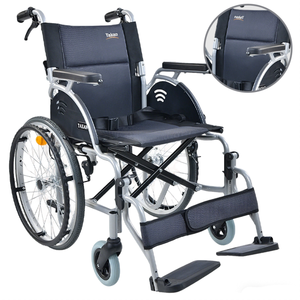 รถเข็นวีลแชร์แบบแมนนวลอลูมิเนียมคุณภาพสูง Takan SYIV100-20A2 ขนาด 6 นิ้ว พร้อมล้อ PU  แผ่นรองล้อ  เบรก  ที่พักเท้าพับได้  และที่วางแขนแบบยึดติด - Product Image 2