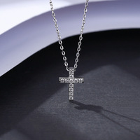 Hxjkc INS — bijoux en argent sterling 925 pour femmes, collier avec chaîne à maillons en diamant, pierre précieuse carrée en zircon, pendentif en croix
