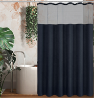 Rideau de douche gaufré simple couche, qualité hôtelière, lavable en machine, avec voile transparent intégré