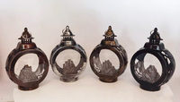 Décoration veilleuse ronde feu de joie vent lampe atmosphère article décoratif LED petite lampe à vent