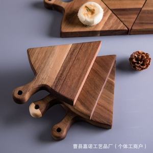 ถาดไม้สำหรับเสิร์ฟพิซซ่ารูปทรงไม่สม่ำเสมอ ถาดไม้เนื้อแข็งสำหรับเสิร์ฟเค้ก ขนม และอาหารสไตล์ตะวันตก - Product Image 4