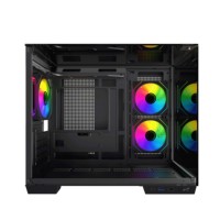 Boîtier PC Gamer AntarcChill Nouveau Design Noir en Verre Trempé sur Trois Côtés, Tour Moyenne Préinstallée, Boîtiers et Tours d'Ordinateur Anti-Poussière