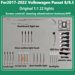 Per Volkswagen <span class=keywords><strong>Passat</strong></span> B8 2017-2021 30 colori Set di luci ambientali controllo pulsante originale LED nuova lampada atmosfera - Product Image 6