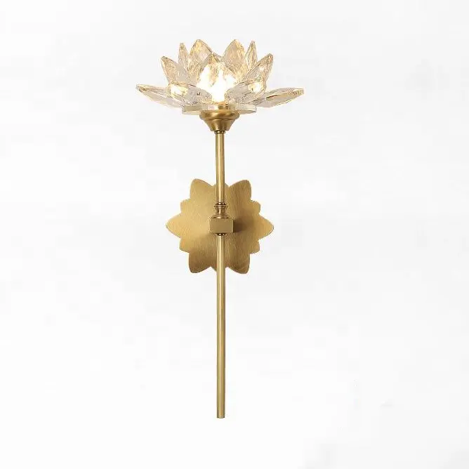 Lotus полностью медный китайский высококачественный кристаллический светодиодный настенный светильник K9 для отеля, виллы, дома