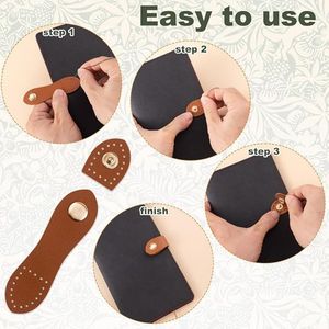 Boucles à pression en cuir, fermeture à bouton-pression, fermetures à coudre en cuir pour la fabrication de portefeuilles, fournitures de bricolage - Product Image 3