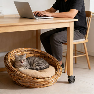<span class=keywords><strong>Cama</strong></span> para Mascotas Moderna, Ecológica y Hecha a Mano con Mimbre Natural, para Perros y Gatos, para Todas las Estaciones, Lavable a Mano, Sostenible - Product Image 4