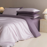 Ensemble de housse de couette et de draps de luxe en satin de coton 100% floral 300TC bicolore 4 pièces certifié OEKO-TEX style européen-américain