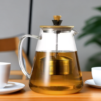 Théière en verre résistant à la chaleur avec infuseur en acier inoxydable récipient chauffé théière bonne bouilloire claire paniers de filtre carrés
