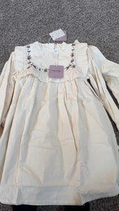 Gaun Anak Perempuan Katun Model Retro Bordir Bunga Aksen Ruffle Kerah Tegak Gaya Musim Gugur 2025 - Product Image 2