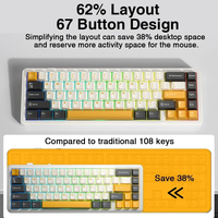 Clavier mécanique sans fil AULA F65 65% Layout Hot-Swap Gasket-mounted PBT LED RGB Gaming Keyboard