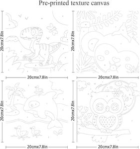 Songwoo Lot de 4 kits de <span class=keywords><strong>peinture</strong></span> par numéros pour enfants, motifs animaux imprimés numériquement, sans cadre : Hibou, Orca, Dinosaure, <span class=keywords><strong>Singe</strong></span> - Product Image 4