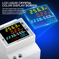 Medidor de Energía Multifunción para Riel DIN D52-2066, Pantalla LCD a Color con WiFi, W kWh V A Hz PF, Monitor de Consumo Eléctrico