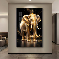 Décoration murale moderne en cristal et porcelaine de style indien, éléphant doré de luxe, cadre photo avec lumière LED