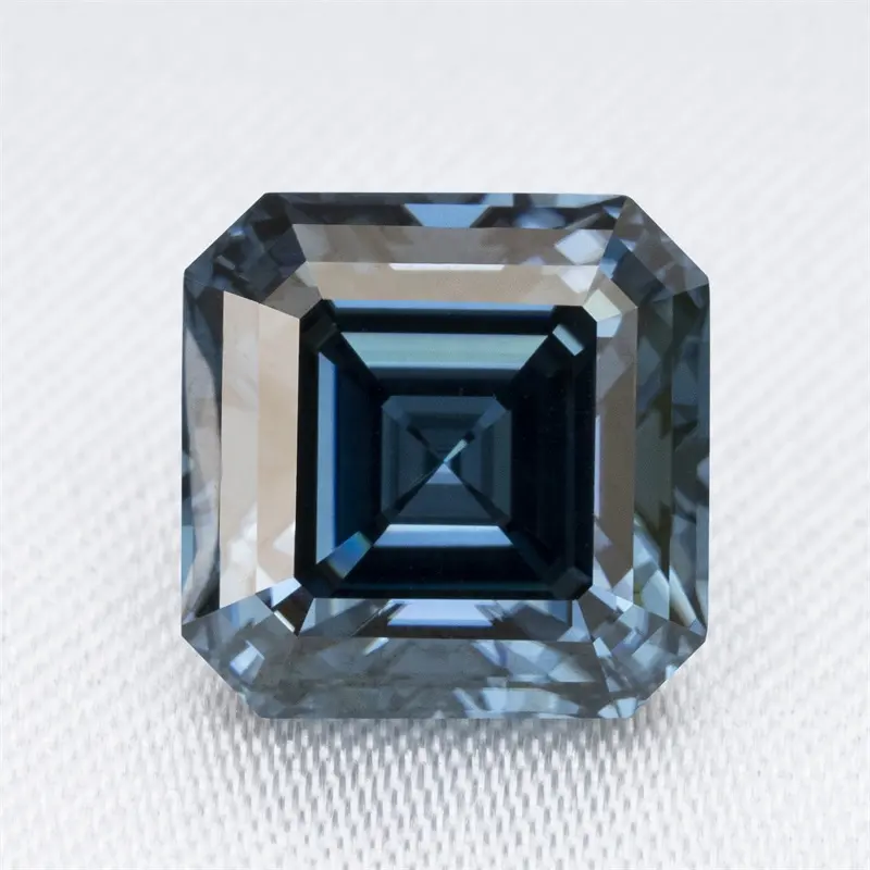 Saphir Lâche Moissanite Asscher Cut Saphir bleu Pierre Gemme Lâche Diamant