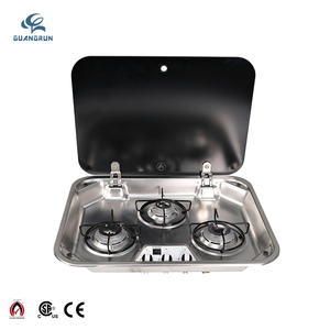 Cuisinière à gaz portable de luxe en acier inoxydable pour camping-car, 3 brûleurs intégrés et cuisinière en verre pour accessoires intérieurs de <span class=keywords><strong>caravane</strong></span> - Product Image 1
