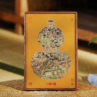 Vase en forme de gourde traditionnel chinois en laiton et noyer noir, avec boîte cadeau rectangulaire pour la décoration intérieure, porte-bonheur pour la maison et le bureau