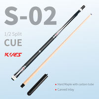 En gros, Queue de billard économique en érable en deux parties avec rallonge, KYES S-02, joint central, pour billard à neuf boules, 19oz 20oz