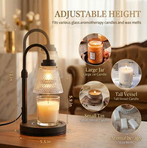 Lampe <span class=keywords><strong>chauffe</strong></span>-bougie en verre texturé avec cadre métallique, à intensité variable, diffuseur de <span class=keywords><strong>cire</strong></span> sans flamme, <span class=keywords><strong>chauffe</strong></span>-bougie sans flamme, décoration d'intérieur, lumière aromatique - Product Image 2