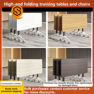 Bureau d'étude moderne mobile Shinestone avec ensembles de chaises, petite table de réunion, de <span class=keywords><strong>formation</strong></span> et de conférence pour 6 personnes, table pliante de bureau - Product Image 4