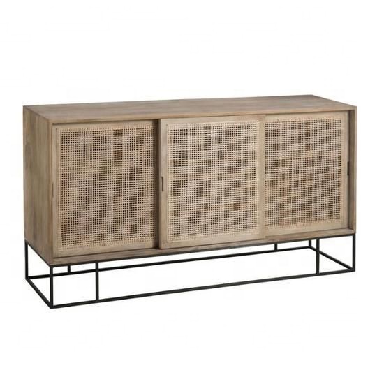 2020 новейшие популярные 3 раздвижные плетеные двери из ротанга, металлический стальной шкаф, деревянный буфет, шкаф для гостиной