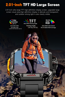 KR100 Herren Outdoor Smartwatch 1200mAh Akku 2,01 Zoll HD-Bildschirm BT-Anruf LED-Taschenlampe 1ATM Wasserdicht 107 Sportmodi OEM