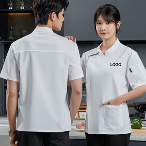 Uniformes de restauration professionnels à manches courtes, vêtements de chef cuisinier multifonctionnels pour la maison, vêtements de boulangerie avec poche, <span class=keywords><strong>veste</strong></span> de travail, uniforme de cuisine - Product Image 4