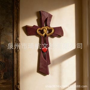 Ornement mural en résine en forme de cœur, 25 cm, violet-rouge, décoration artistique pour la maison, cadeau - Product Image 1