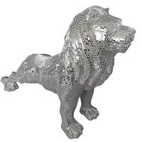 Décoration de maison de luxe personnalisée, décoration de jardin, meubles en mosaïque, ornements, art en mosaïque en fibre de verre, sculpture d'animal lion argenté