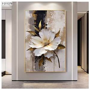 Pittura in porcellana di cristallo testurizzata 3D floreale floreale 3D <span class=keywords><strong>per</strong></span> soggiorno con sfondo moderno divano a foglia d'oro sfondo - Product Image 5