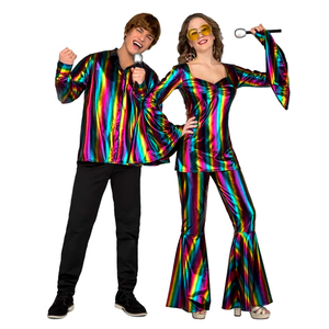 Disfraz de Discoteca para Mujer, Mono Brillante Retro con Pantalones Acampanados para Fiesta Temática de los 70, Actuación de Baile y Celebración de Festivales - Product Image 4