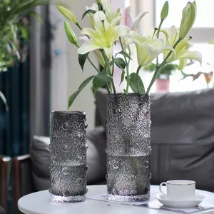 रचनात्मक पोल्का डॉट ठंड पैटर्न ग्लास फूलदान ग्रे मोटी फूलदान पानी nourished लिली गुलाब का फूल व्यवस्था घर कांच फूलदान