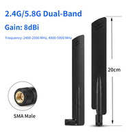 Antena WiFi de Doble Banda 2.4G/5.8G de Alta Ganancia 8dBi, Vertical, para Router AP, Conector N Macho, Diseño Plegable, Uso Interior/Exterior