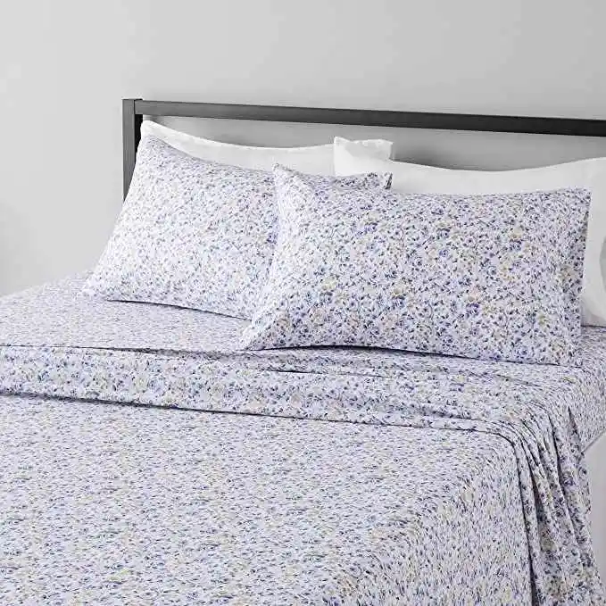 कपास के कपड़े साटन फूलों के बिस्तर पर नरम आरामदायक बेडशीट किंग आकार 100% कपास होटल बेड शीट
