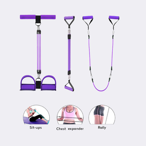 Fascia Elastica Multifunzione a 3 Tubi <span class=keywords><strong>con</strong></span> Maniglia in Corda, TPE, per Yoga, Pedaliera, Resistenza Addominale/Taille/<span class=keywords><strong>Braccia</strong></span>/Gambe, Modello Sottile KSA-063B - Product Image 6