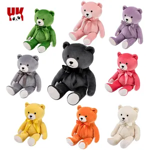 OEM ODM软毛面料动物婴儿有机毛绒玩具35厘米定制标志黑色粉色儿童毛绒可爱泰迪熊