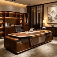 Bureau de direction haut de gamme moderne avec panneau frontal texturé pour les intérieurs d'entreprise