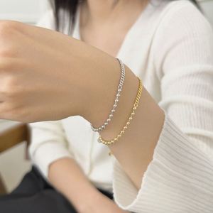 Dylam Personalized Fashion Design Fine Jewelry 14K Gold Rhodium Plated 925 Silver <b>Beads</b> Chain Link Chain Jewellery Bracelets - Product Image 2