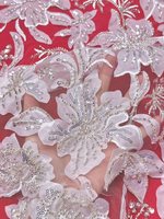 Tissu en tulle perlé à motifs floraux 3D avec broderie de sequins pour robe de mariée et couture
