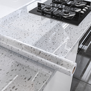 ORON DECO Autocollant mural en marbre auto-adhésif personnalisé, <span class=keywords><strong>papier</strong></span> <span class=keywords><strong>peint</strong></span> vinyle brillant blanc granit <span class=keywords><strong>terrazzo</strong></span>, imperméable pour la maison moderne - Product Image 5