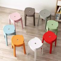 Tabouret de comptoir couleur macaron en plastique épaissi, empilable, chaise de cuisine à assise ronde pour la maison, l'hôtel et les événements
