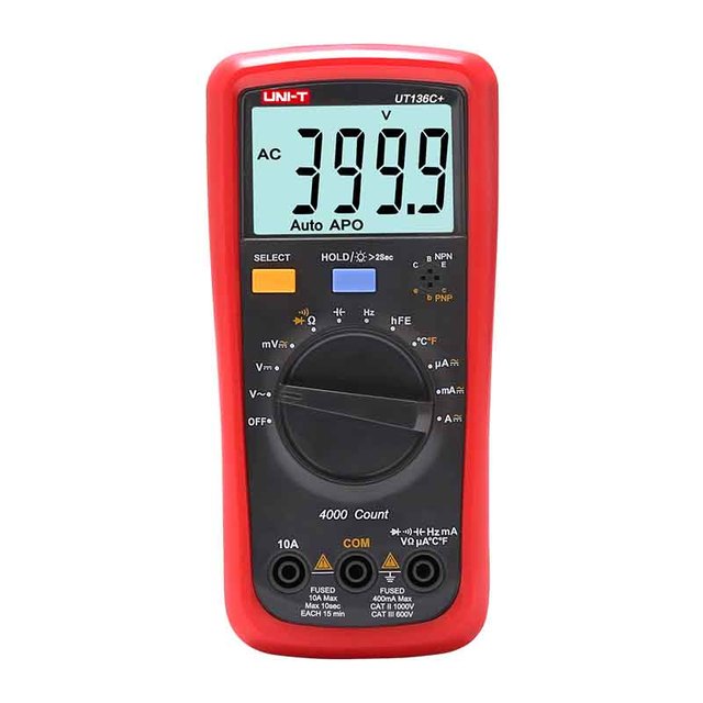 UNI-T UT136C+ AC/DC Temperature Resistance Frequency Tester Meter Auto Range Digital Display Multimeter