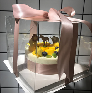 Emballage de boîte à gâteau personnalisée pour anniversaire, boîte à gâteau en plastique à 2 <span class=keywords><strong>couches</strong></span> de 8 pouces, boîte transparente deux en 1 - Product Image 2