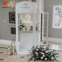 Panneau rectangulaire en PVC blanc lisse avec éclairage doré, pliable, pour livre d'or audio, avec microphone, pour décoration de toile de fond de mariage