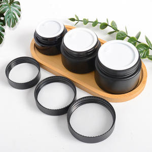 Frascos para el cuidado de la piel con tapas, crema de vidrio esmerilado redondo negro, cosmético personalizado, 20ml, 30ml, 50ml, 100ml - Product Image 3