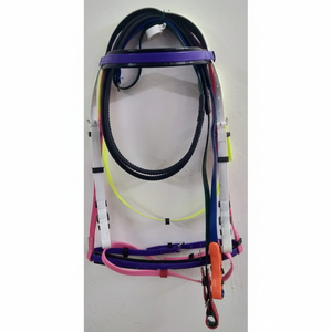 Juego de bridas coloridas de PVC con riendas en accesorios de acero EN tamaño full COB Shetland Dollar 9 - Product Image 1