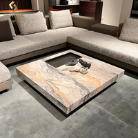 Table basse moderne en marbre naturel, table basse en marbre noir, table centrale pour le salon