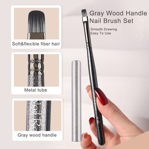 Pinceau à ongles ovale à manche en bois, poils synthétiques doux, 9 mm, pour la peinture professionnelle des ongles en gel - Product Image 3