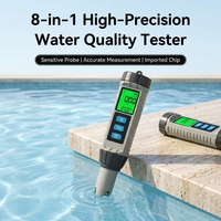 Nouveau modèle de testeur numérique de qualité de l'eau 8-en-1 CL/ORP/SG/PH/EC/TDS/Salinité/Température avec rétroéclairage LCD pour piscine